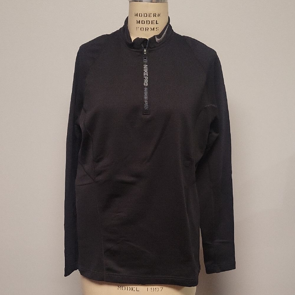 Nike Pro Hyperwarm Black Quarter Zip Pullover. Size L